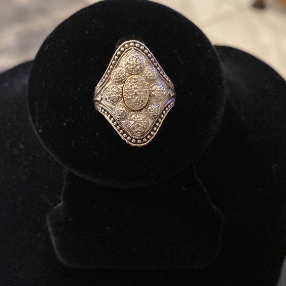 T&C 14k, Sterling Silver and Diamond Ring